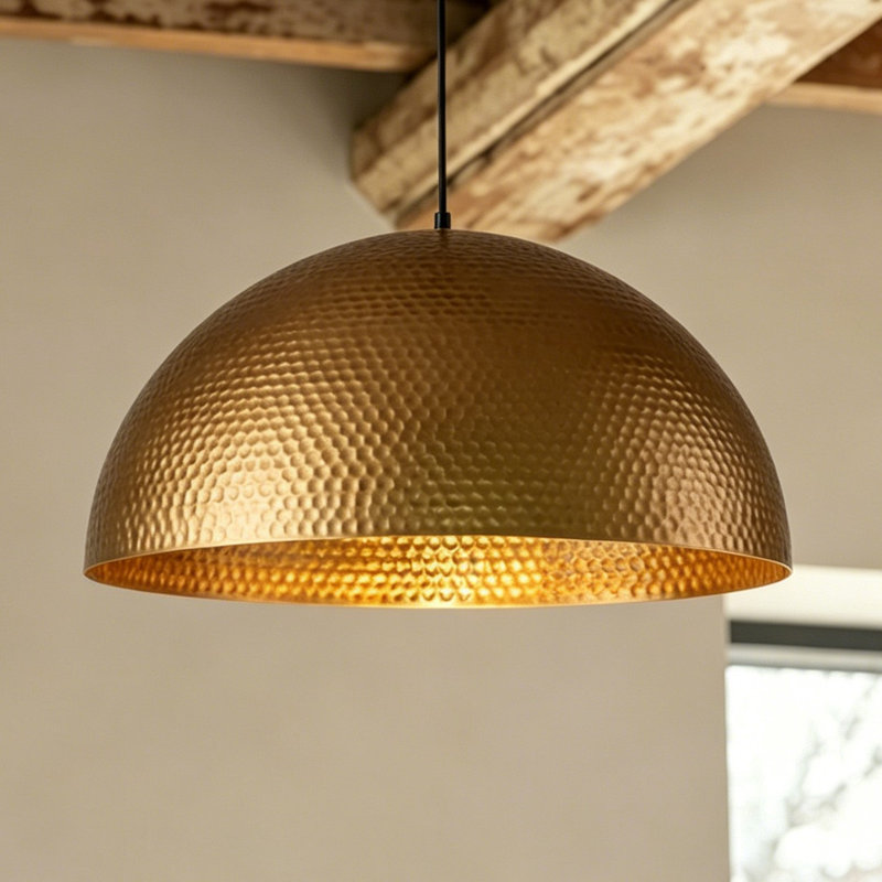 Lodi 1-Light Dome Single Pendant, Gold, 12.6'' H x 23.62'' W x 23.62'' D