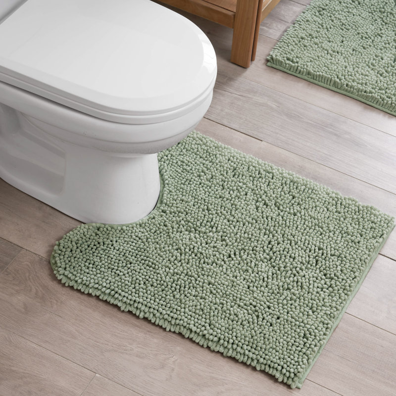Non-Slip Bath Mat - Basics by Wayfair™, U Shaped Bath Mat - 20" L x 24" W , Sage Green