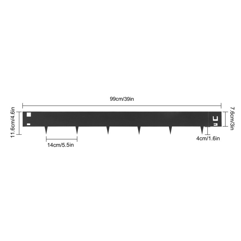 Bordure de jardin, Noir, H 4,6 po x l 39 po