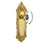Victorian Plate with Decorative Keyhole and Oval Clear Crystal Door Knob