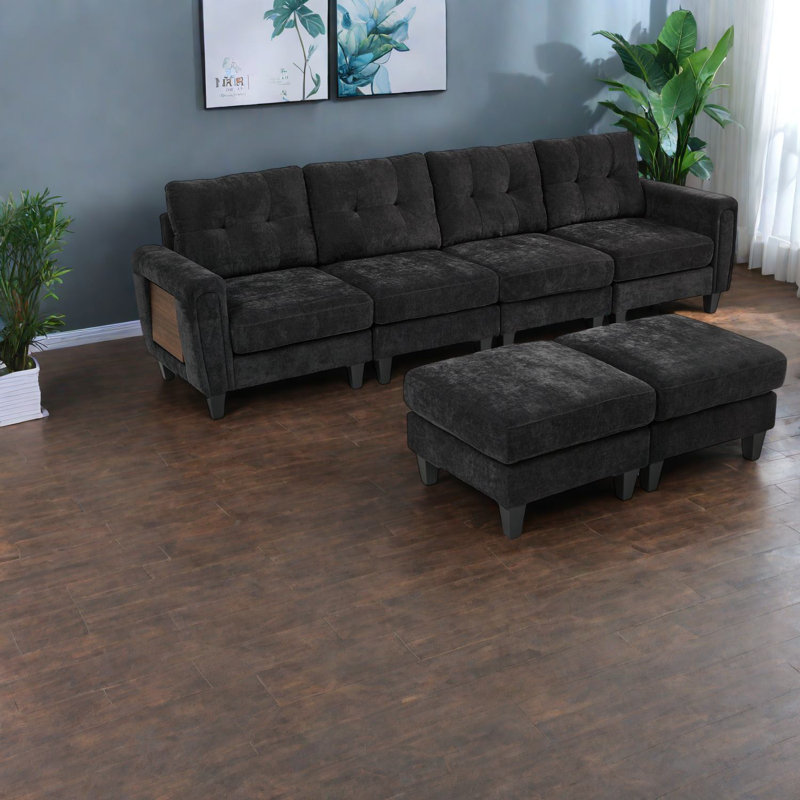 Canapés modulaires spacieux, canapé de salon moderne revêtu de chenille