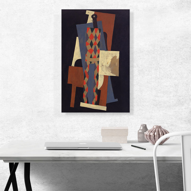 «Harlequin 1915» par Pablo Picasso, reproduction d'art sur toile tendue, H 26 po x l 18 po x P 0,75 po