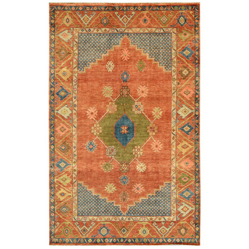 Tapis rouille de haute qualité noué à la main, Rectangle 10 pi x 14 pi