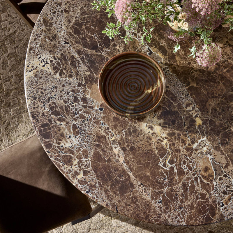 Pavlo Dining Table-Brown Marble, 30”H x 55”L x 55”W