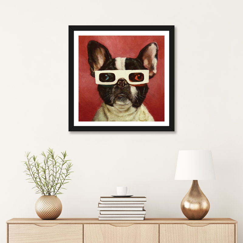 Art encadré de chien 3D, H 24 po x l 24 po x p 1 po, Papier encadré noir