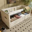 Lit de jour simple rembourré YDT avec rangement hydraulique, recharge USB et Type-C, velours beige