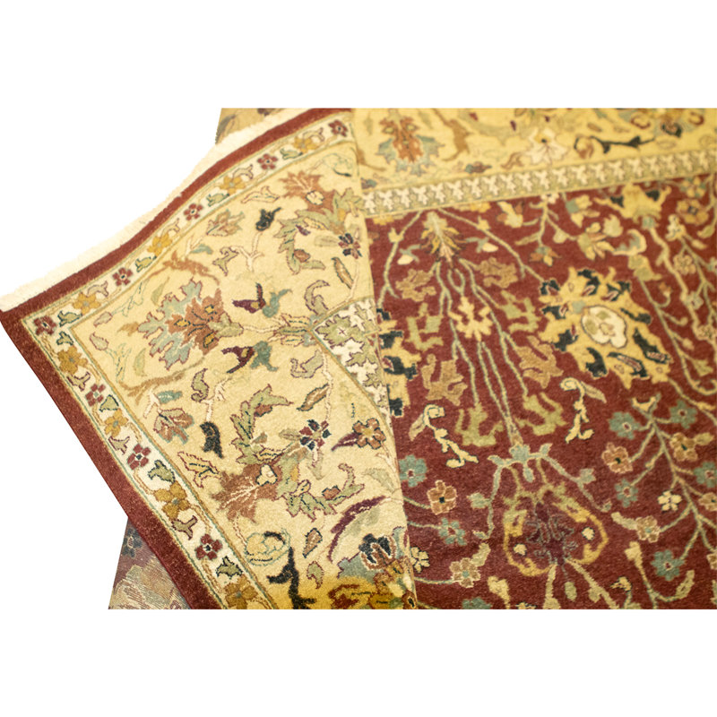 Tapis rouge et or noué à la main de haute qualité