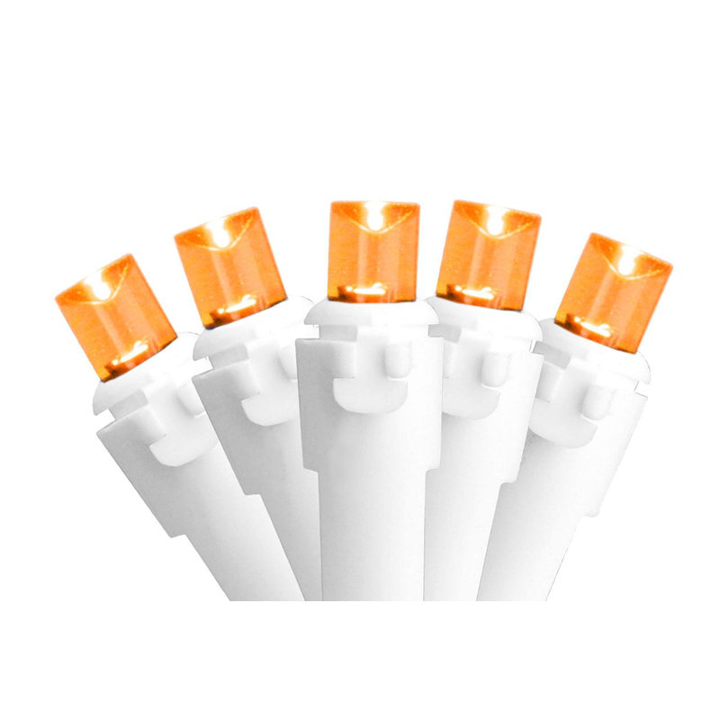50 lumières DEL de Noël grand angle 16,25 pi fil blanc, Orange