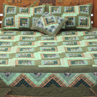 Log Cabin Traditional Cotton Geometric Shapes Quilt