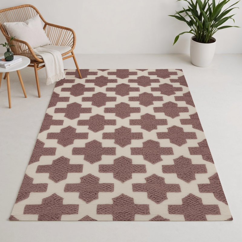 Tapis d'intérieur et d'extérieur à carreaux beige, Rectangulaire 3 pi x 5 pi