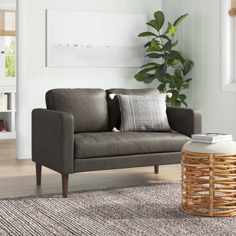 Jordy 54.5'' Faux Leather Loveseat, Gray