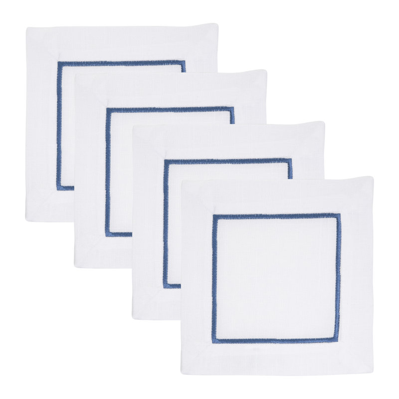 Ensemble de 4 serviettes de table à ourlet avec bordure à bordure - Ensemble de 4 serviettes élégantes pour les réceptions de tous les jours et les cocktails