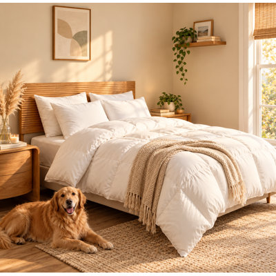 Ensemble d'édredon et de couette en duvet synthétique toutes saisons avec housse en mélange de coton, très grand californien