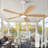 52 Inch Ceiling Fans with Lights and Remote Control, Wood Ceiling Fan for Patios Bedroom, Outdoor White Ceiling Fan with Lights, Noiseless DC Motor, Dimmable LED, 5 Solid Wood Blades-111884354-111884355-111884357