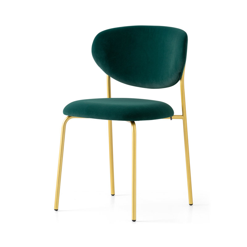 Chaise rembourrée Cozy, Vert forêt, Laiton peint
