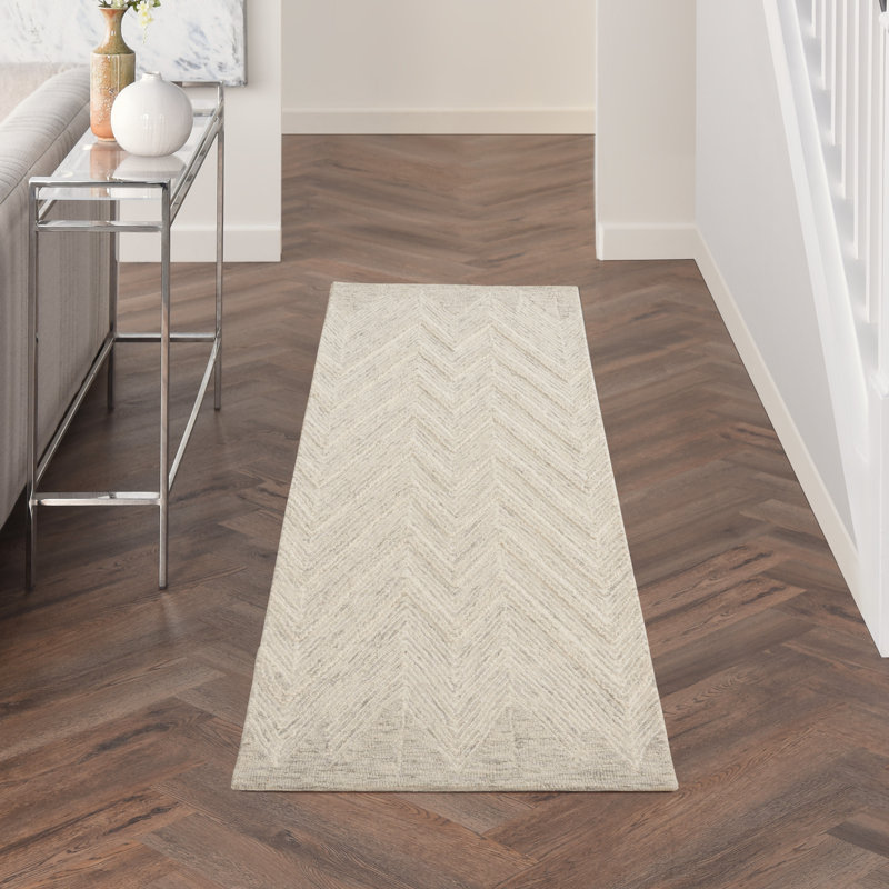 Tapis ivoire fait à la main Jodie, Tapis de couloir 2 pi 3 po x 7 pi 6 po