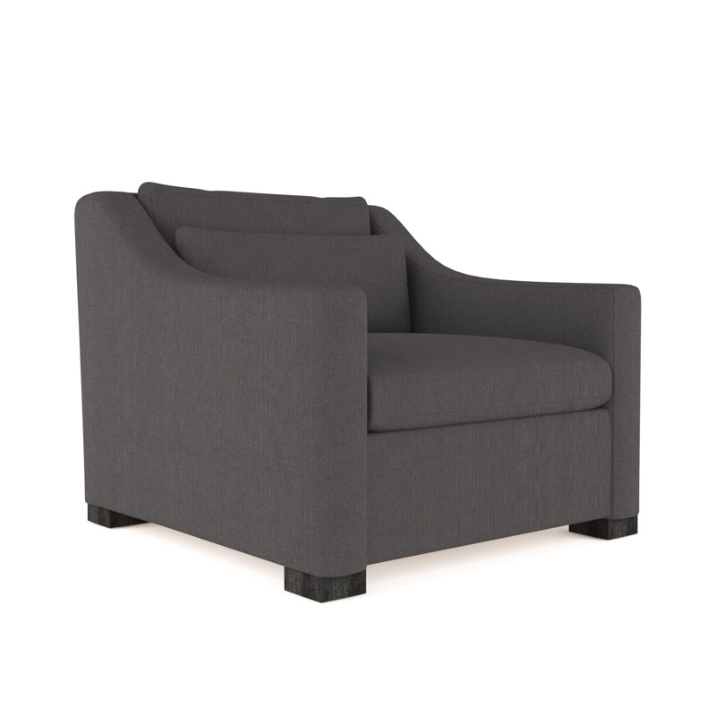 Fauteuil Crosby, Lin graphite carré, H 32,5 po x l 35 po x p 38 po, Ébène