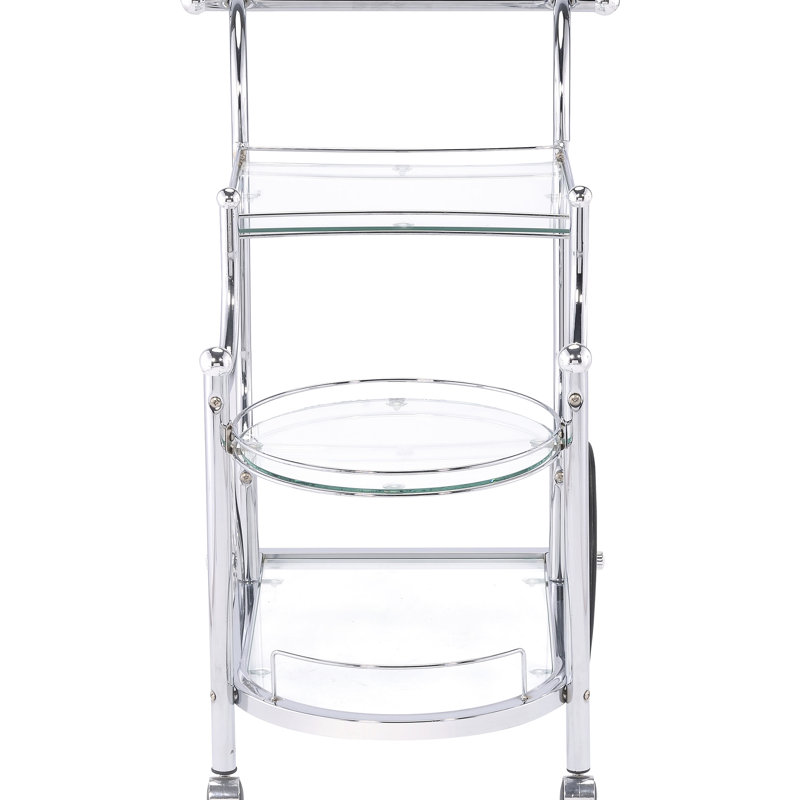 3 chariot de service,, finition polie, rangement et rangement, présentoir de salle à manger en verre trempé, style contemporain, verre, surface