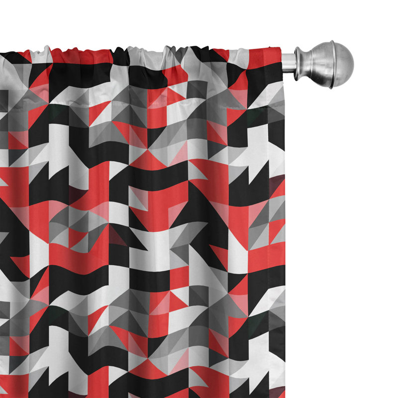 Triangles Geometric Semi-Sheer Rod Pocket Curtain, 28" x 95"