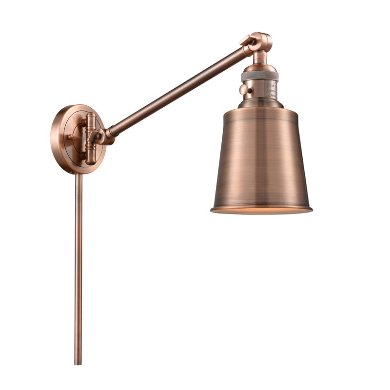 Lampe murale avec bras pivotant 1 lumière 8 po Shauna, Non, Cuivre antique, Cuivre antique