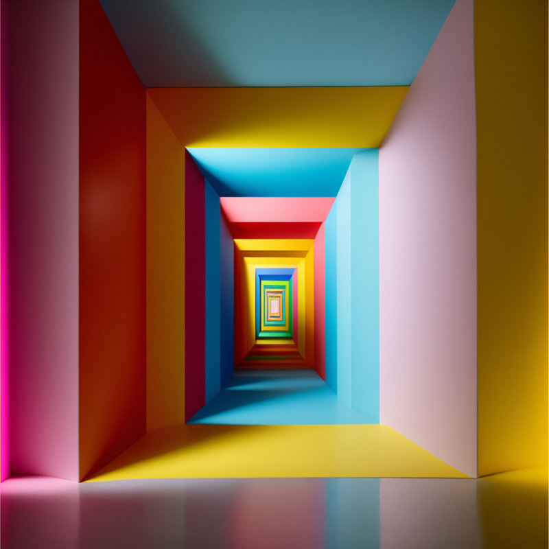 «Pastel Color Rectangular Infinity - Abstract Midcentury», art mural, H 30 po x l 40 po x P 1,5 po, Cadre flottant noir