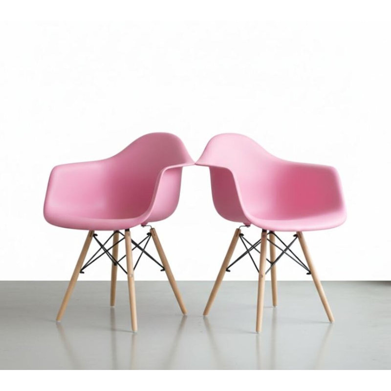 Chaise de salle à manger en plastique, Rose clair