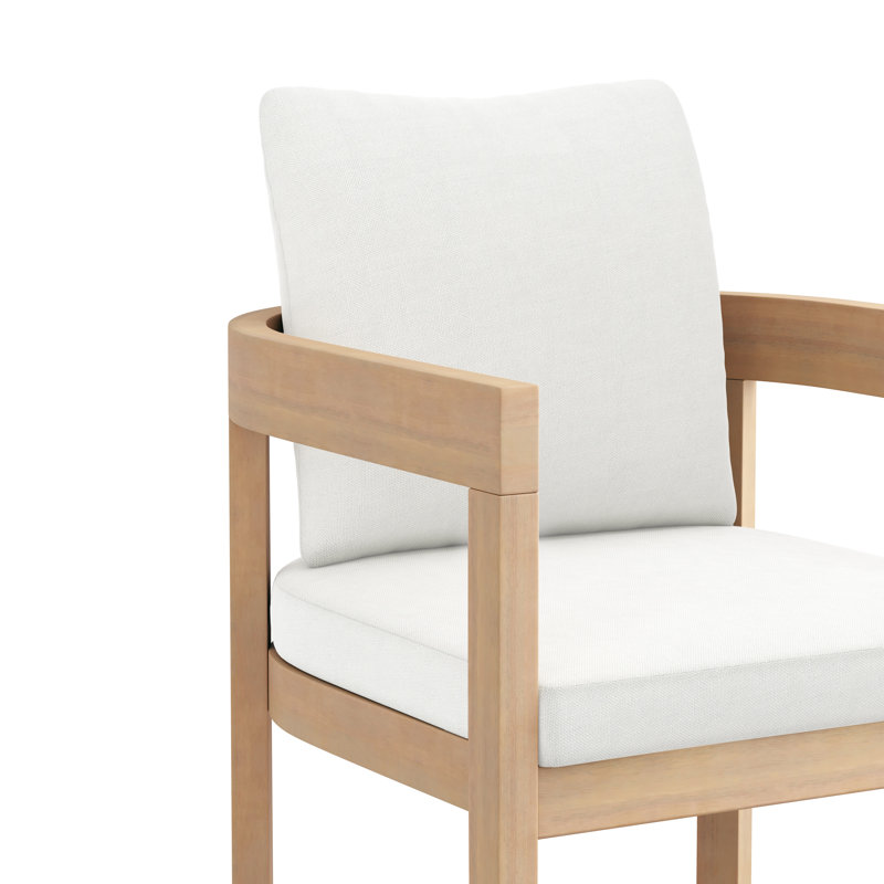 Chaise de patio en bois d'acacia massif Pablo (ensemble de 6), naturel / blanc
