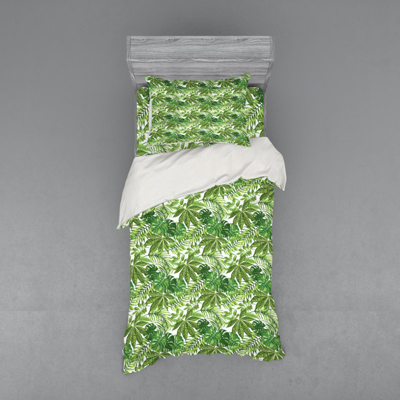 Ensemble de housse de couette en microfibre vert / olive / vert, Housse de couette simple + 6 pièces supplémentai