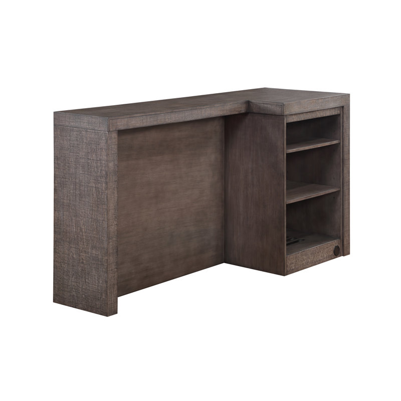 Dark Gray Distressed Solid Wood Home Bar with Storage