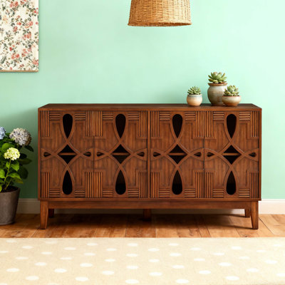 Buffet Mid-Century moderne avec rangement spacieux et tablettes réglables, parfait pour le salon et le vestibule