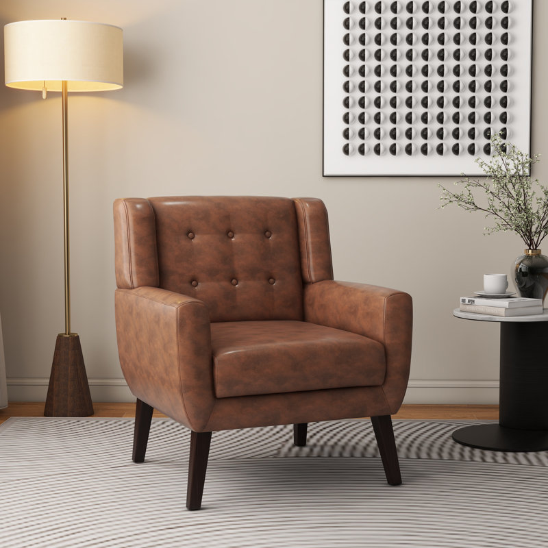 Jaqueze 73.2Cm Wide Tufted Armchair, Coffee Faux Leather