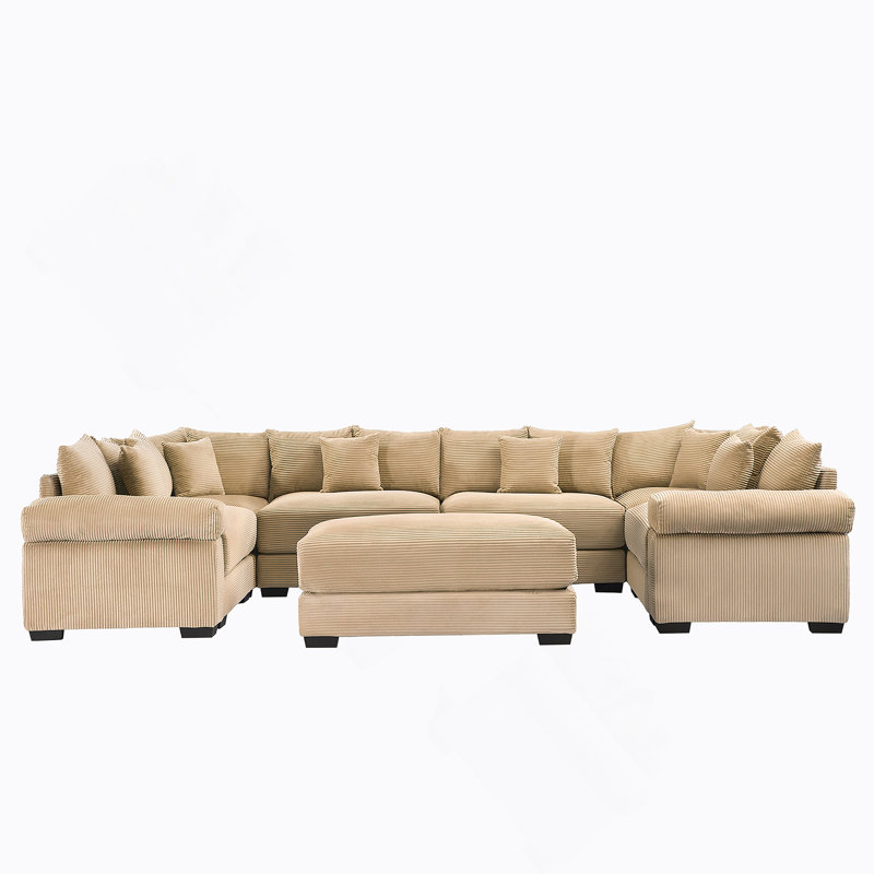 Canapé modulaire surdimensionné surdimensionné avec méridienne convertible, tissu velours côtelé doux et conception ergonomique pour une vie confortable