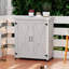 Banc de rempotage avec armoire de rangement et plateau de table en métal-111475313