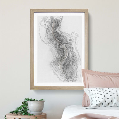 Road Through a Winter Forest in Abstract - Picture Frame Graphic Art Print