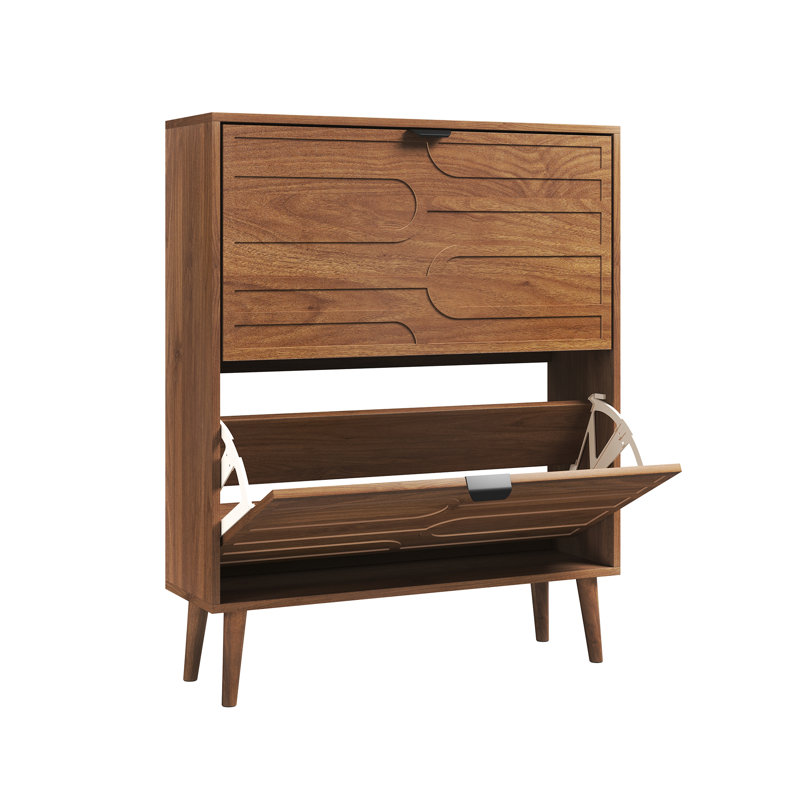 Armoire à chaussures indépendante médiévale moderne, armoire de rangement pour chaussures, armoire à chaussures avec 2 tiroirs rabattables, convenant aux couloirs et aux entrées