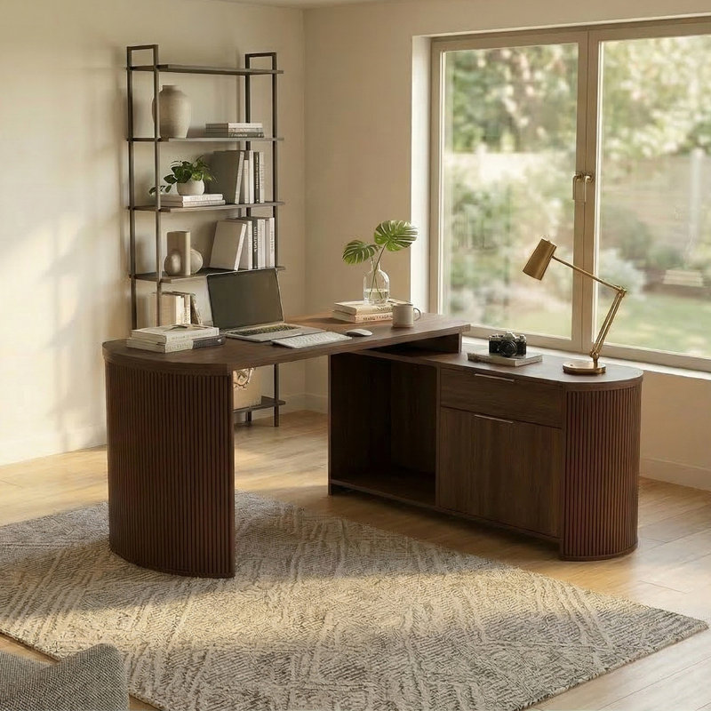Morriston 150 L-Shape Desk, Walnut