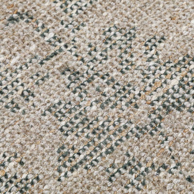 Bloom Rug: Decorator Hand Knotted Rug in Natural/Green, Rectange 5' x 8'