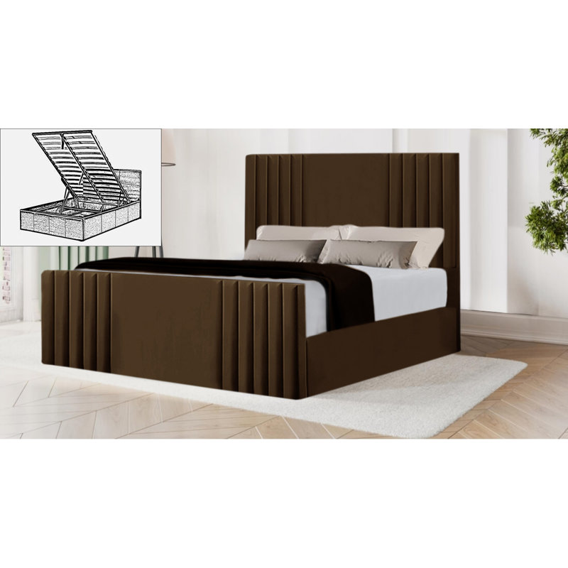 Bellissa Upholstered Ottoman Storage Bed, Double (4'6), Brown