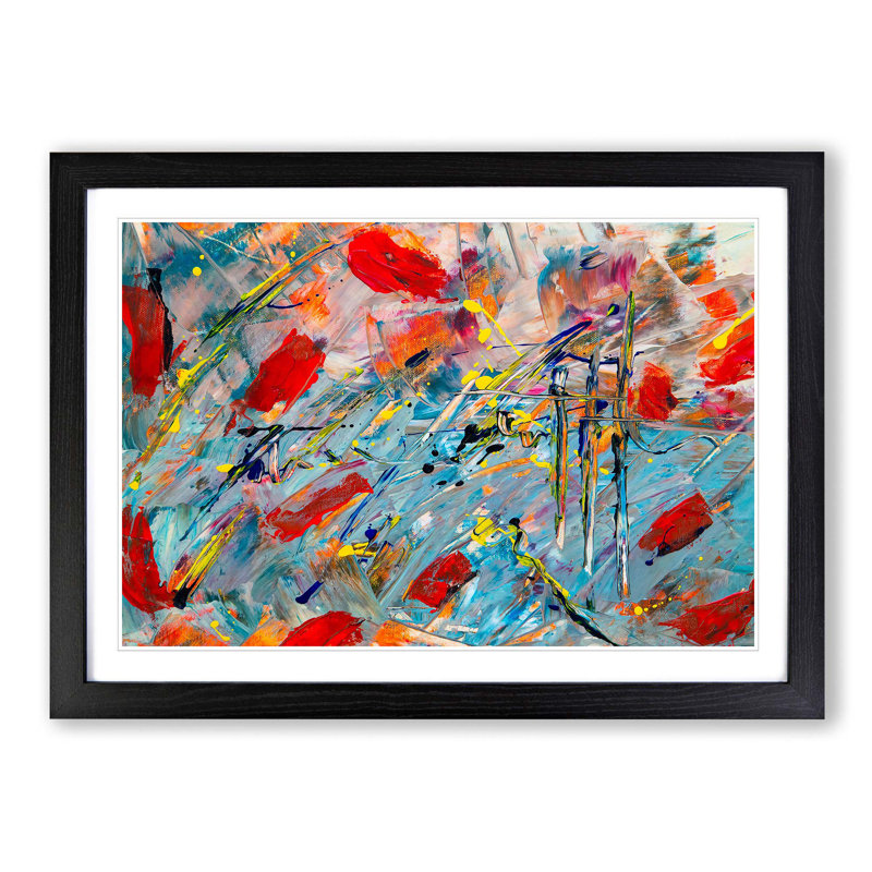 Abstract Art Painting Vol.410 by S.Johnson - Picture Frame Painting Print, 27cm H x 36cm W x 2cm D, Black Framed