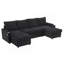 Canapé-lit convertible avec canapé-lit modulaire en forme de U 109,5 po avec méridienne de rangement, porte-gobelets, ports USB et boîtes et poches de rangement pour le salon, noir-1257011452