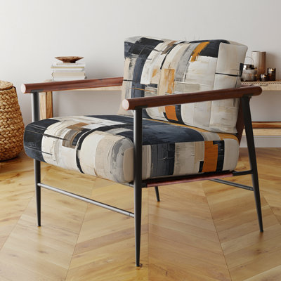 Ivoire Illusions Abstract Shapes II - Fauteuil rembourré moderne, fauteuil d'appoint blanc