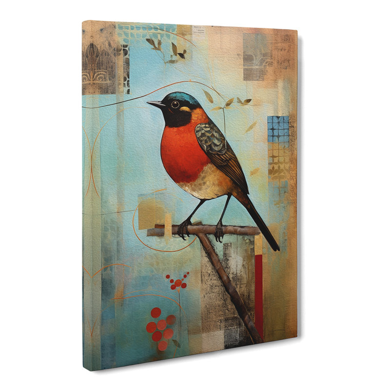 Robin Bird Constructivism - No Frame Print, 60cm H x 40cm W x 3cm D