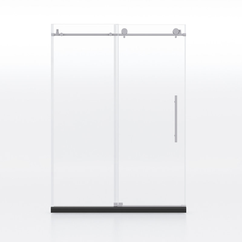 Porte de douche de 60 po x 76 po, verre trempé de 3/8 po, décoration en nickel brossé, porte stable, imperméable et facile à installer avec nickel, robuste et simple