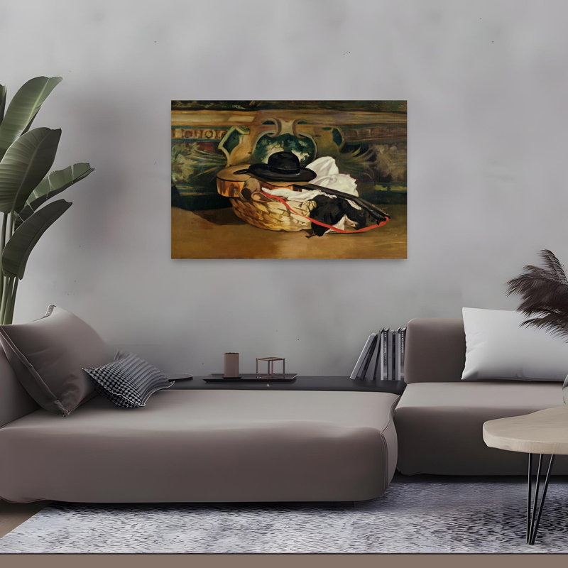 " Still Life: Guitar And Sombrero, 1862 Abstract Contemporary Wall Art Print " by Edouard Manet, H 32 po x l 48 po