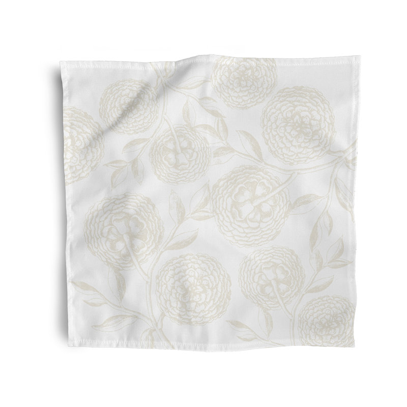 Pilla Polyester Floral Square Napkin, White