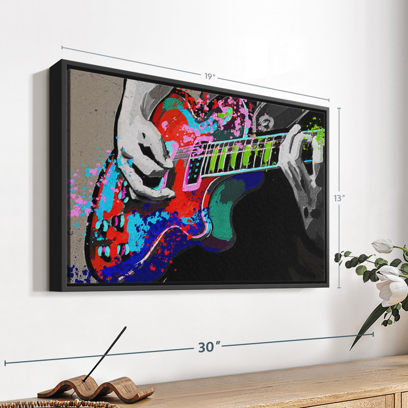 Impression sur toile de guitare colorée, H 13 po x l 19 po