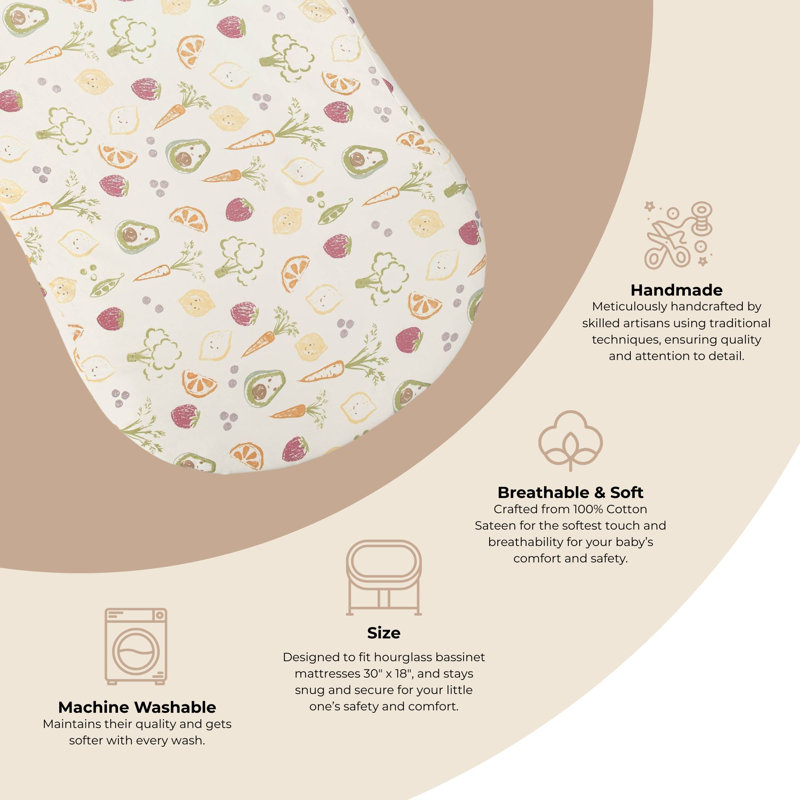 Clementine Fruits & Veggies Cotton Bassinet Sheet