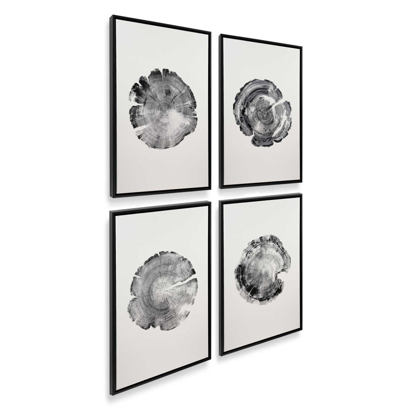Anneaux du temps, ensemble de 4 impressions, 48 po x 32 po, Cadre flottant noir satiné