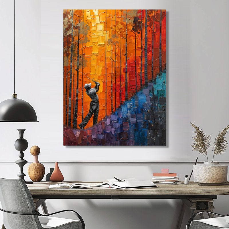 Salon de golf mural jaune et rouge Heritage Country Club I, Toile tendue, H 40 po x l 30 po x P 1,5 po