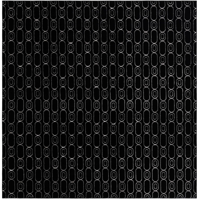 Tapis contemporain noir et argenté Vincente, Carré 10 pi
